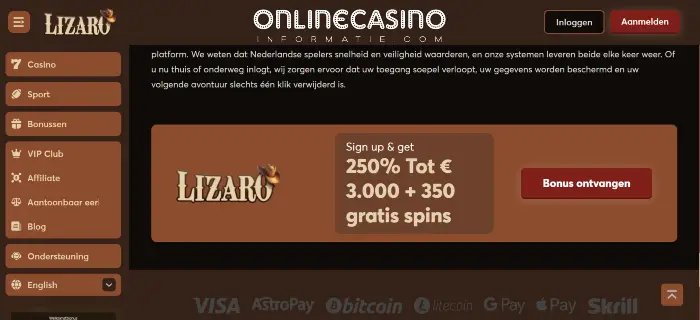 Sparen en Spelen bij Lizaro Online Casino: Een Volledige Gids